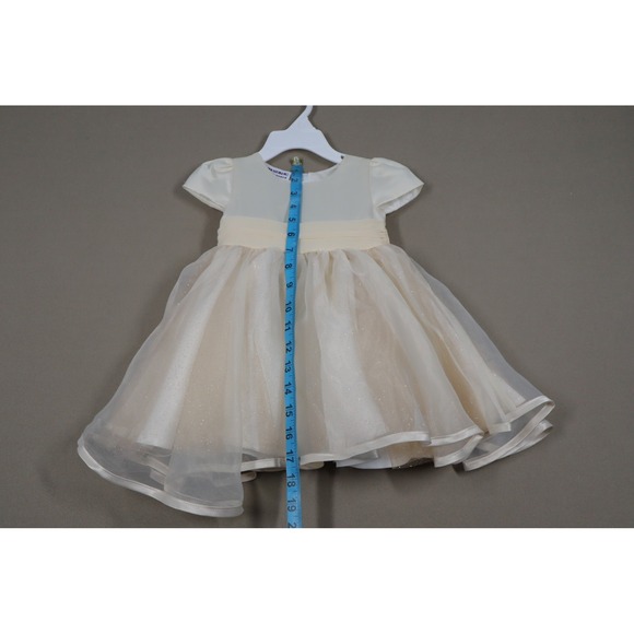 Blueberi Boulevard Baby Girls Fit-and-Flare Satin and Tulle Dress - Champagne - Picture 5 of 8